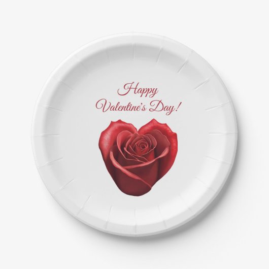 Hartvormig Rood Rose-Valentijnsdag- Papieren Bordje (Voorkant)