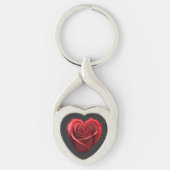 Hartvormig Rood Rose-Valentijnsdag- Sleutelhanger (Voorkant)