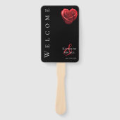 Hartvormig Rood Rose-Wedding- Handwaaier (Voorkant)