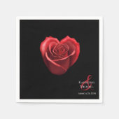 Hartvormig Rood Rose-Wedding- Servet (Voorkant)