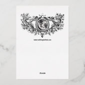 Hartvormig Roos Cartouche & Cherub Paar Folie Uitnodiging (Achterkant)