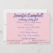 hartvormig roze garen babymeisje doucheuitnodiging kaart (Achterkant)