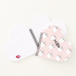 Hartvormig Roze Kattenpatroon School Spiraal Notitieboek