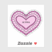 Hartvormig Roze Naam Sticker voor Meisjes (Vel)