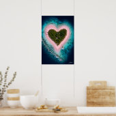 Hartvormig Roze Zand Eiland Satelliet Beeld Poster (Keuken)