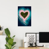 Hartvormig Roze Zand Eiland Satelliet Beeld Poster (Thuiskantoor)