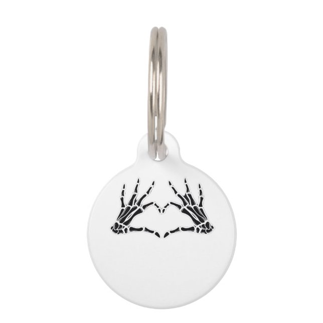 Hartvormig skelet handen - Unieke kunst voor skele Huisdierpenning (Voorkant)