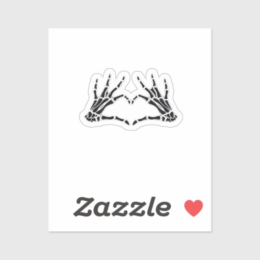 Hartvormig skelet handen - Unieke kunst voor skele Sticker (Vel)