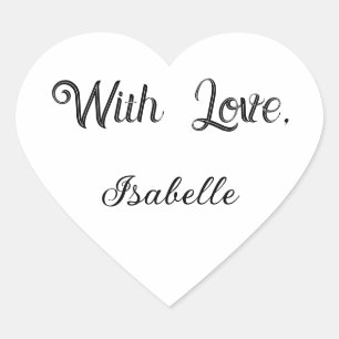 Hartvormig sticker gezegde "Met Liefde"