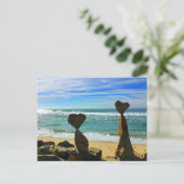 Hartvormig strand rotsen aankondigingskaart (Staand voorkant)