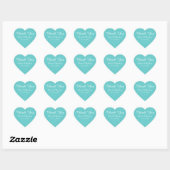 Hartvormig turquoise bruiloft dank u stickers (Vel)