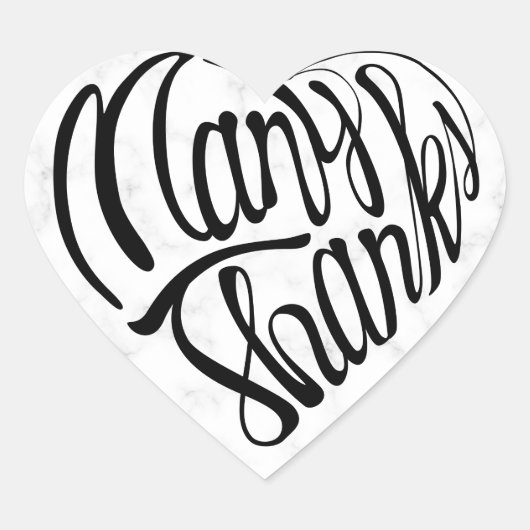 Hartvormig veel bedankt in 4 talen hart sticker (Voorkant)