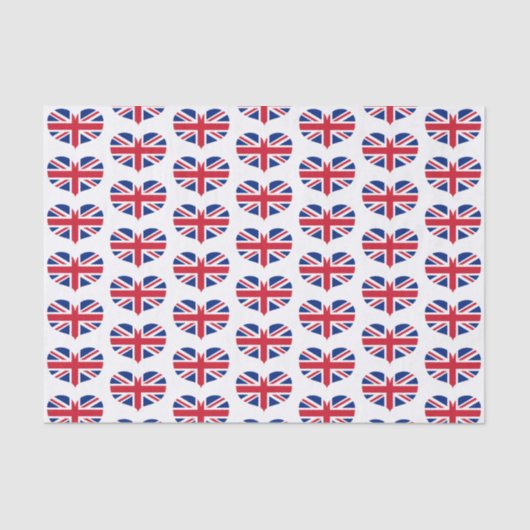 Hartvormig Verenigd Koninkrijk Vlaggen / Union Jac Tissuepapier (Voorkant)