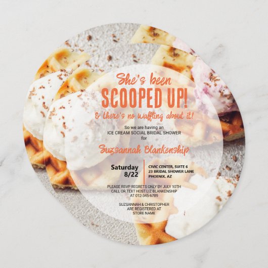 Hartvormig wafel geschept ijs ronde douche kaart (Voorkant / Achterkant)