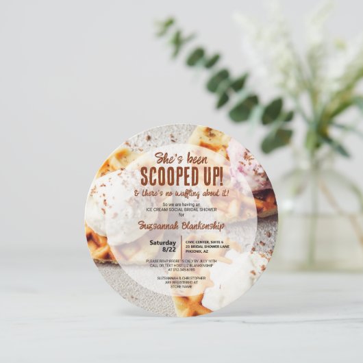 Hartvormig wafel geschept ijs ronde douche kaart (Staand voorkant)