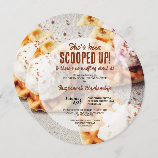 Hartvormig wafel geschept ijs ronde douche kaart (Voorkant / Achterkant)