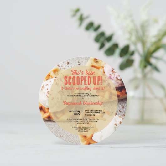 Hartvormig wafel geschept ijs ronde douche kaart (Staand voorkant)