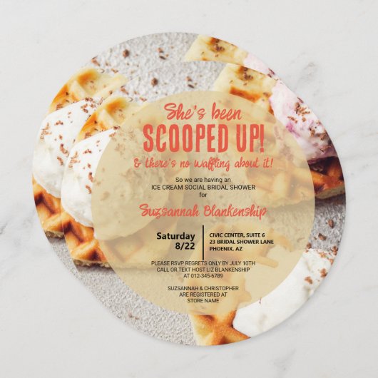 Hartvormig wafel geschept ijs ronde douche kaart (Voorkant / Achterkant)