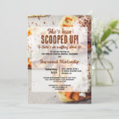 Hartvormig Waffle Ice Cream Scoop Vrijgezellenfees Kaart (Staand voorkant)