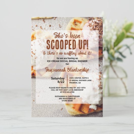 Hartvormig Waffle Ice Cream Scoop Vrijgezellenfees Kaart (Staand voorkant)