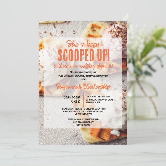 Hartvormig Waffle Ice Cream Scoop Vrijgezellenfees Kaart (Staand voorkant)