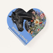 Hartvormig zwart paard gepersonaliseerd notitieboek (Voorkant)