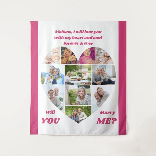 Hartvormige 11 foto collage Verliefd op mij achter Wandkleed (Voorkant)