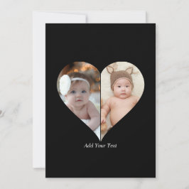 Hartvormige 2 foto collage feestdagenkaart