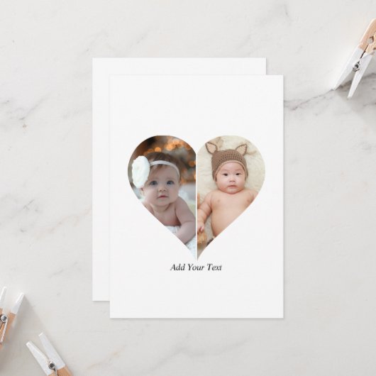 Hartvormige 2 foto collage kaart (Voorkant / Achterkant in situ)