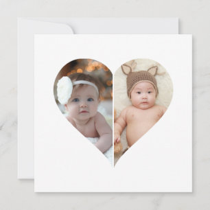 Hartvormige 2 foto collage kaart