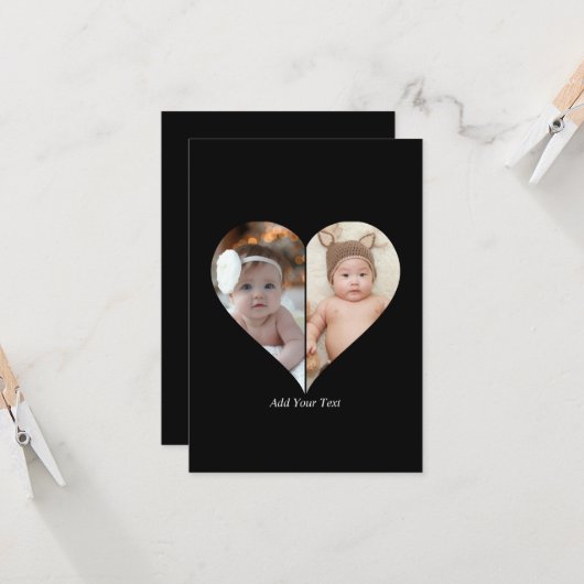 Hartvormige 2 Foto Collage Kaart (Voorkant / Achterkant in situ)