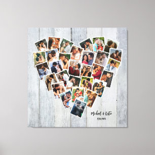 Hartvormige 30 foto collage koppel jubileum canvas afdruk