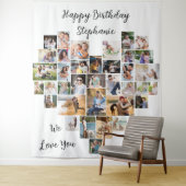 Hartvormige 36 foto collage Gefeliciteerd Verjaard Wandkleed (In situ)