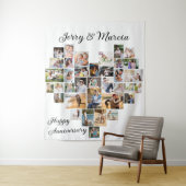 Hartvormige 36 foto collage huwelijksjubileum wandkleed (In situ)