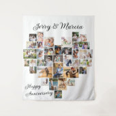 Hartvormige 36 foto collage huwelijksjubileum wandkleed (Voorkant)