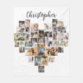Hartvormige 36 Foto Collage Script Naam Wit Fleece Deken (Voorkant)