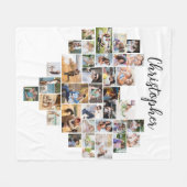 Hartvormige 36 Foto Collage Script Naam Wit Fleece Deken (Voorkant (Horizontaal))