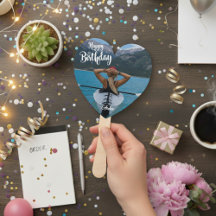 Hartvormige Aangepaste Foto Verjaardag Hand Fan