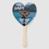 Hartvormige Aangepaste Foto Verjaardag Hand Fan Handwaaier (Voorkant)