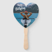 Hartvormige Aangepaste Foto Verjaardag Hand Fan Handwaaier (Voorkant)