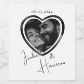 Hartvormige aangepaste foto zwart-wit wijn etiket (Enkel label)