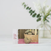 Hartvormige aardappel met mand visitekaartje (Staand voorkant)