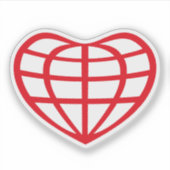 Hartvormige Aardbol Liefde Sticker (Voorkant)