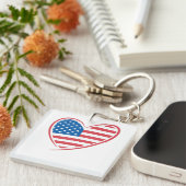 Hartvormige Amerikaanse vlag ontwerp, Patriottisch Sleutelhanger (Voorkant Rechts)