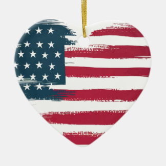 Hartvormige Amerikaanse vlag | Patriotic USA Love Keramisch Ornament