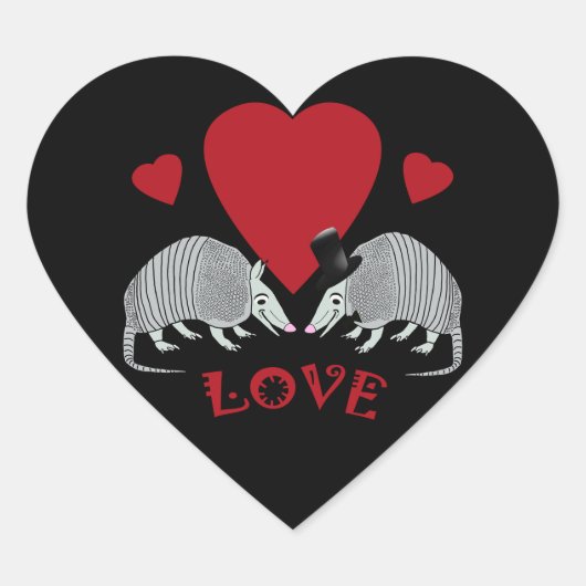 Hartvormige Armadillo Liefde Hart Sticker (Voorkant)