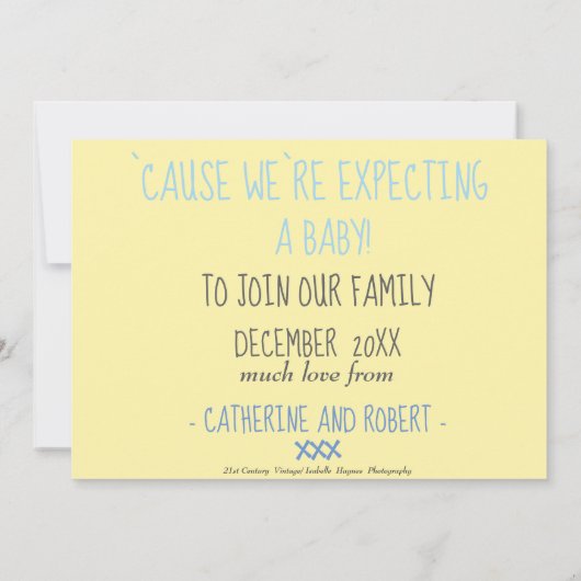 hartvormige baby aankondiging van zwangerschap (Achterkant)