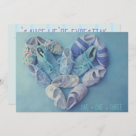 hartvormige babyschoentjes zwangerschapsaankondigi aankondiging (Voorkant / Achterkant)