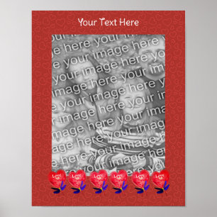 Hartvormige ballonnen liefde Voeg uw foto toe Poster