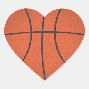Hartvormige basketbal sticker